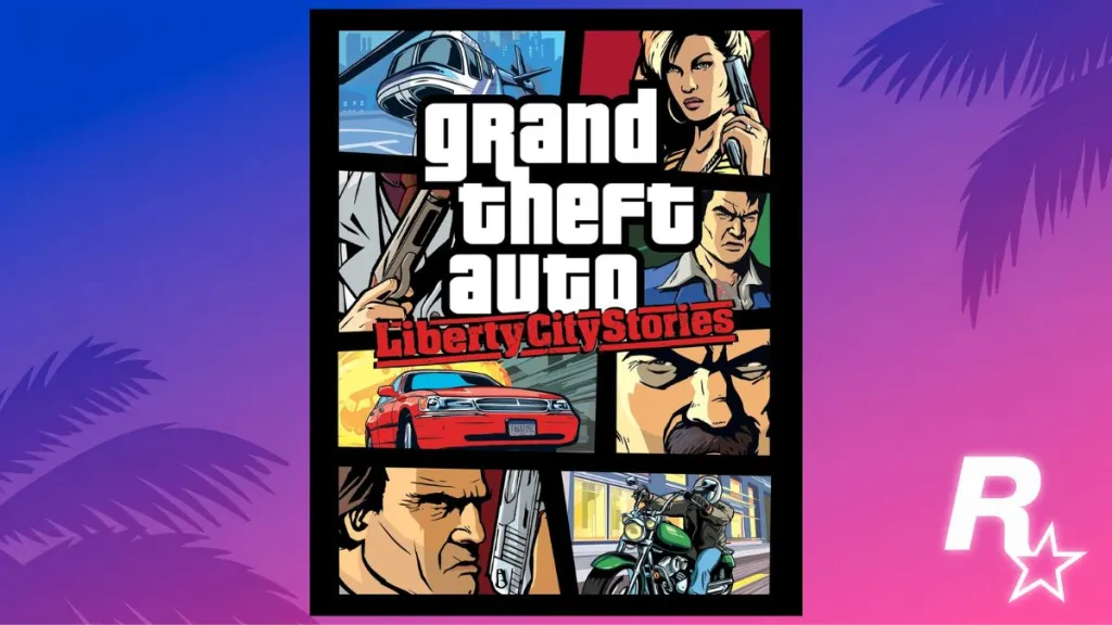 Copertina di GTA Liberty City Stories (2005) con personaggi e veicoli