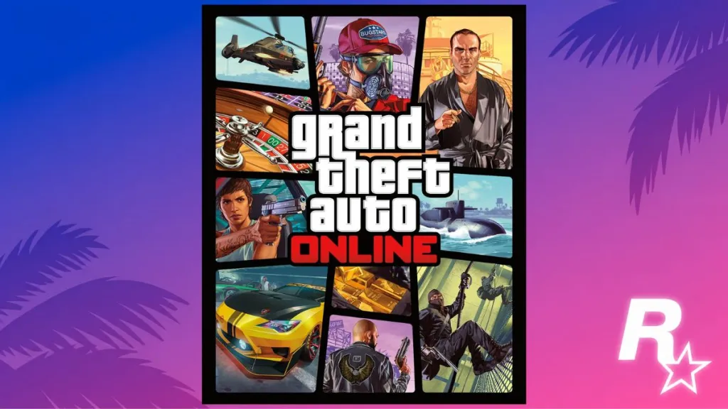 Copertina di GTA Online (2013) con veicoli e contenuti aggiuntivi