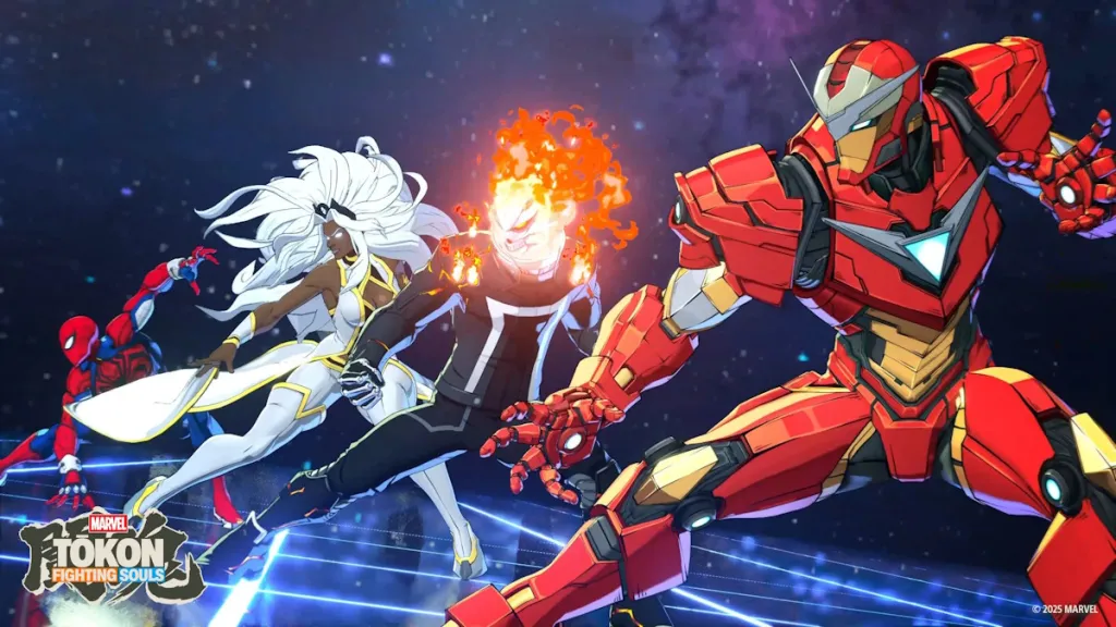Iron Man, Storm, Ghost Rider e Spider‑Man in Marvel Tokon