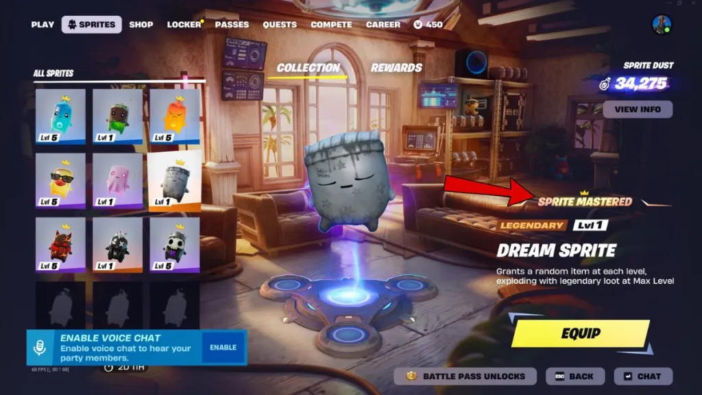Sprite masterizzato in Fortnite