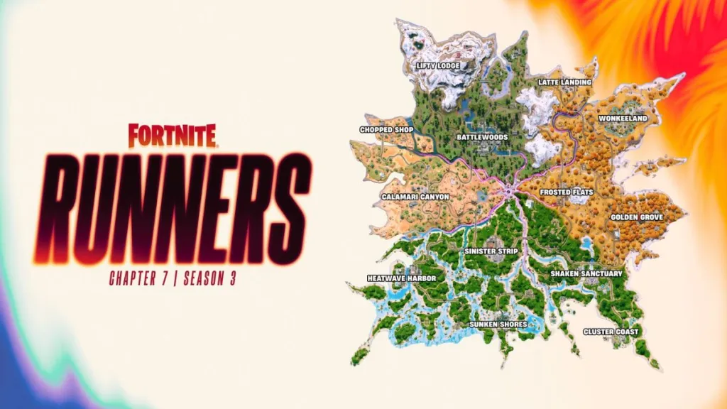 Mappa completa di Fortnite Chapter 7 Season 3 con la nuova isola Shattered Coast
