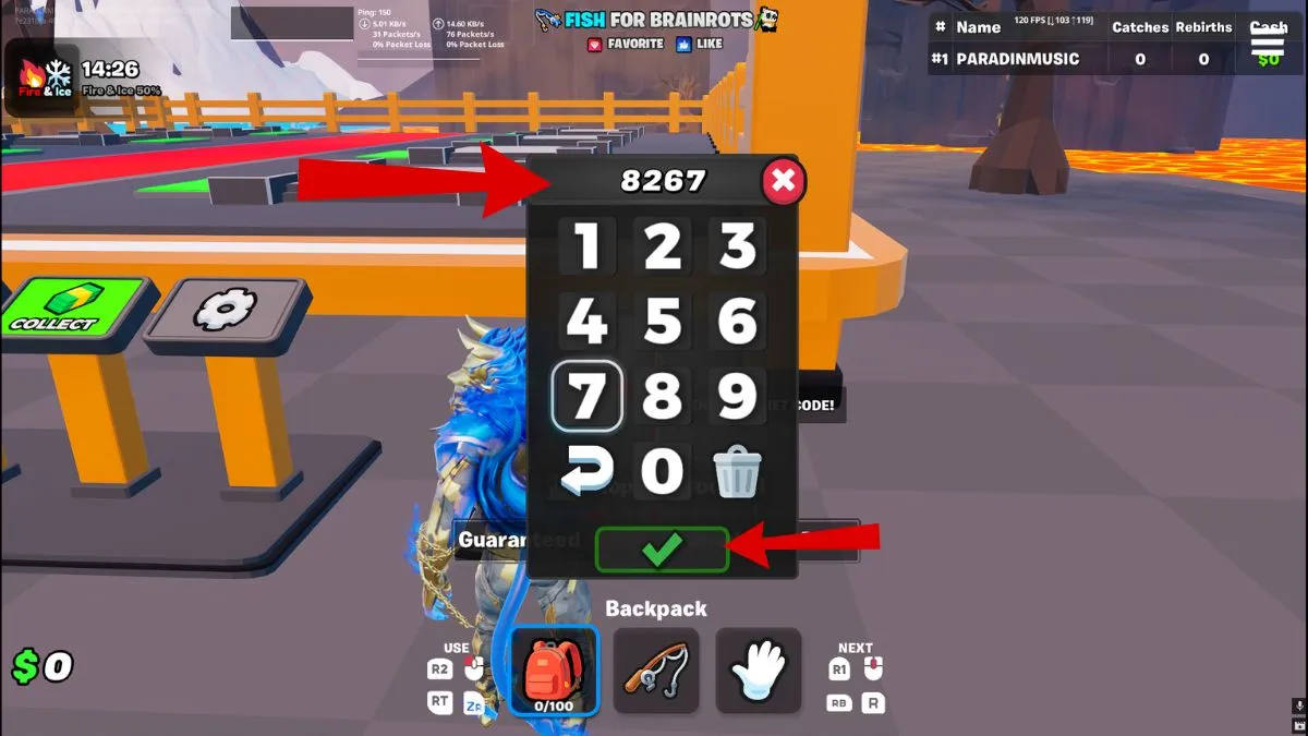 Schermata dei codici per Fortnite Fish for Brainrots