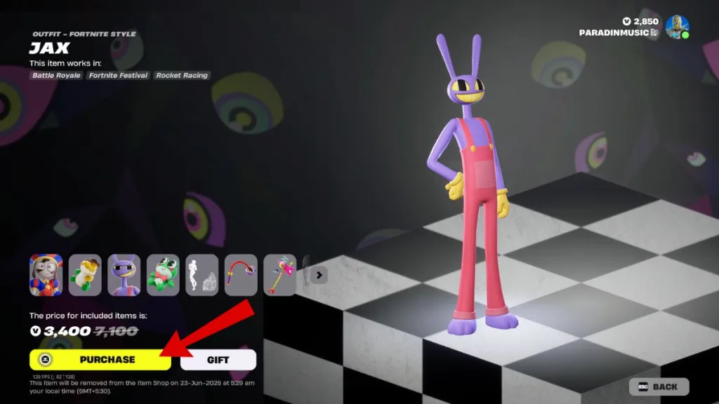 Negozio oggetti Fortnite con la collezione Amazing Digital Circus