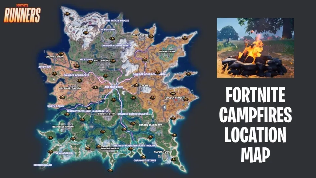 Mappa dei Campfire in Fortnite Chapter 7 Stagione 3