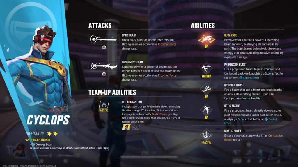 Kit e abilità di Cyclops in Marvel Rivals