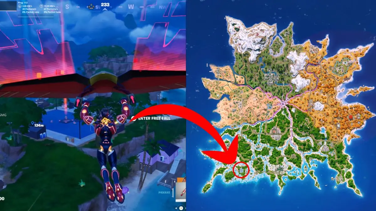 Campo da calcio di Fortnite dove ottenere lo Striker Sprite