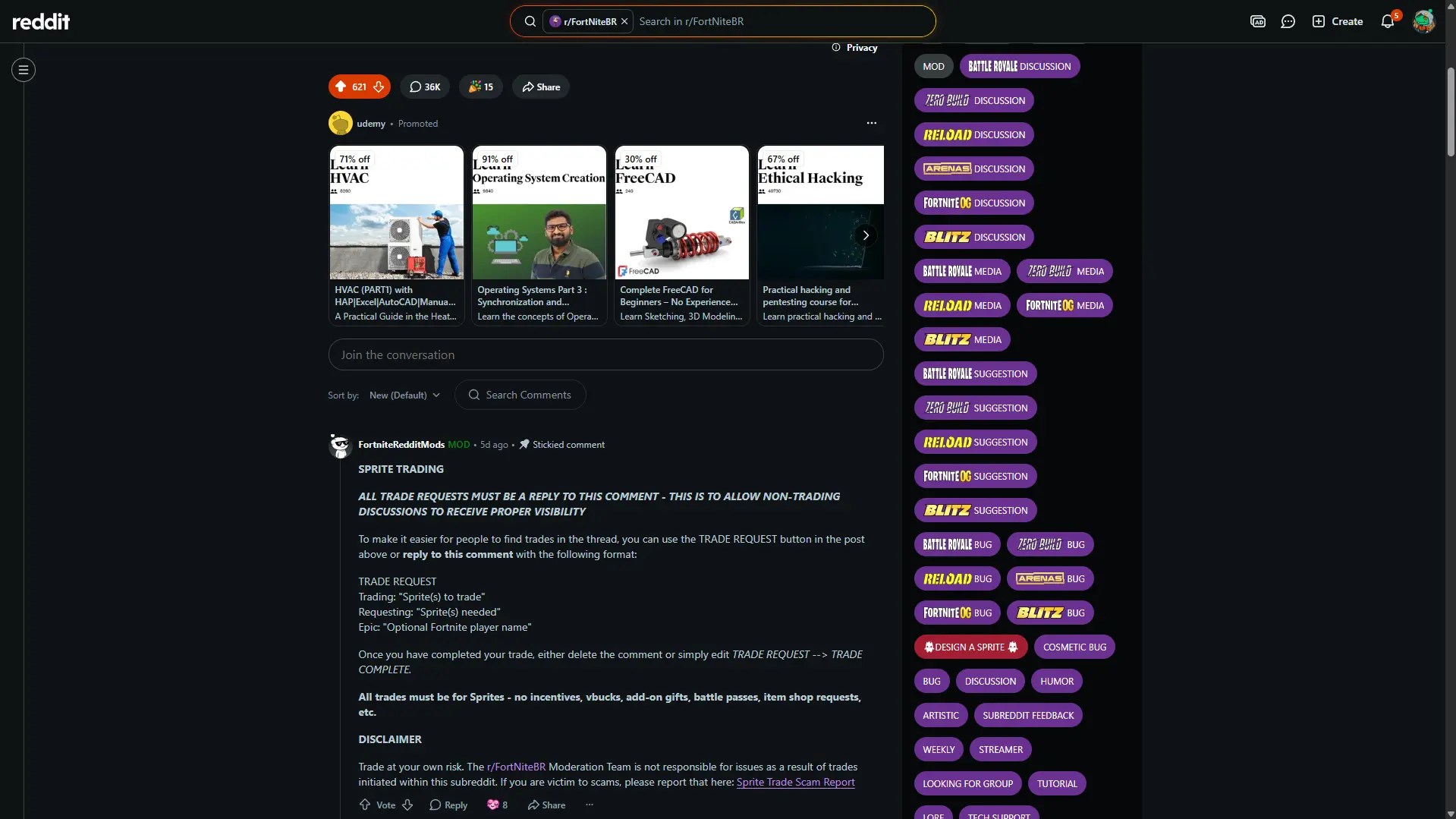 Thread Reddit dedicato al Fortnite Sprite Trading
