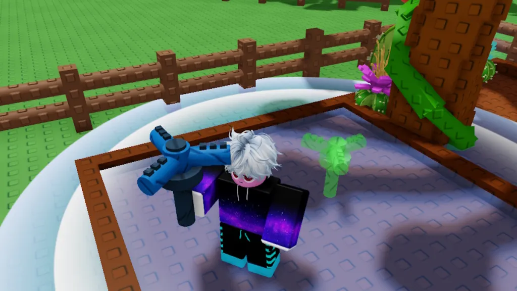 Irrigatore in azione in Grow a Garden 2