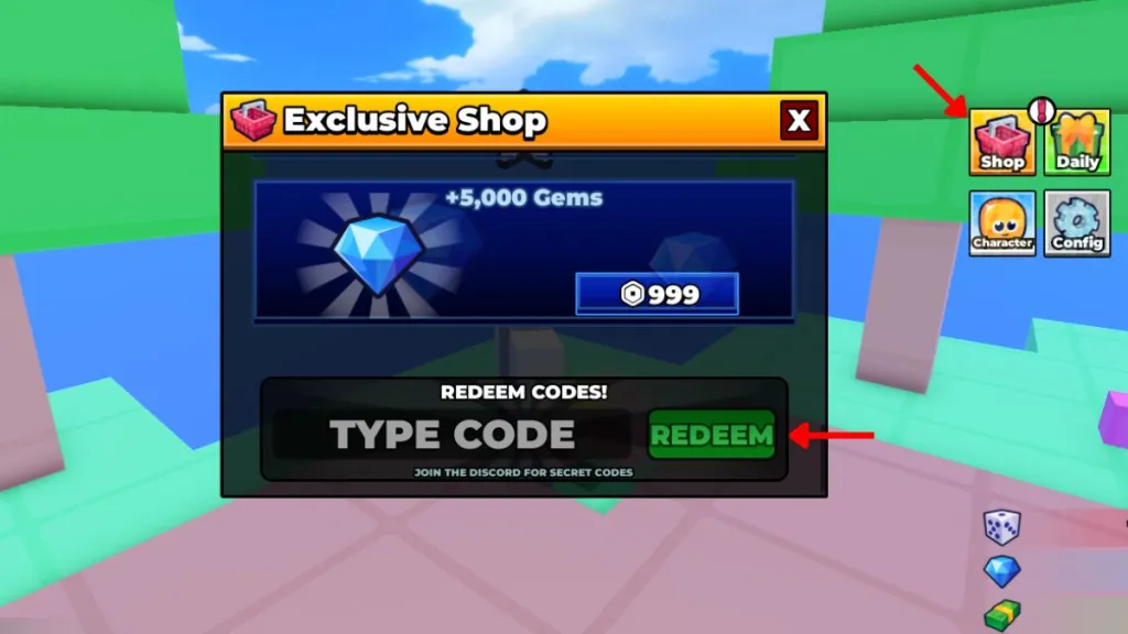 Schermata di riscossione dei codici Paint or Die su Roblox