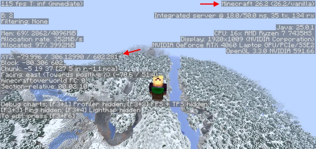 Mappa del mondo Minecraft generato con il seed 67