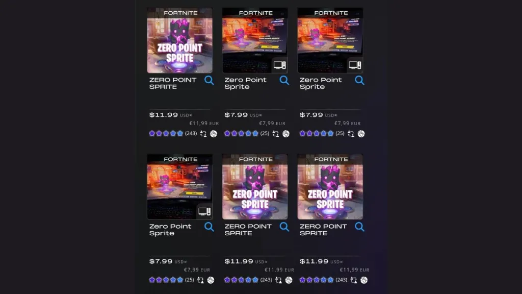 Marketplace di Sprites di Fortnite mostrato su X da Jorge_Most