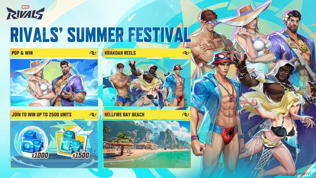 Evento Summer Festival di Marvel Rivals sulla spiaggia di Hellfire Bay