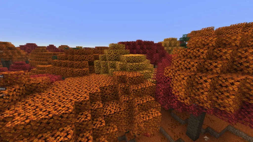 Alberi di pioppo colorati nel Dappled Forest di Minecraft