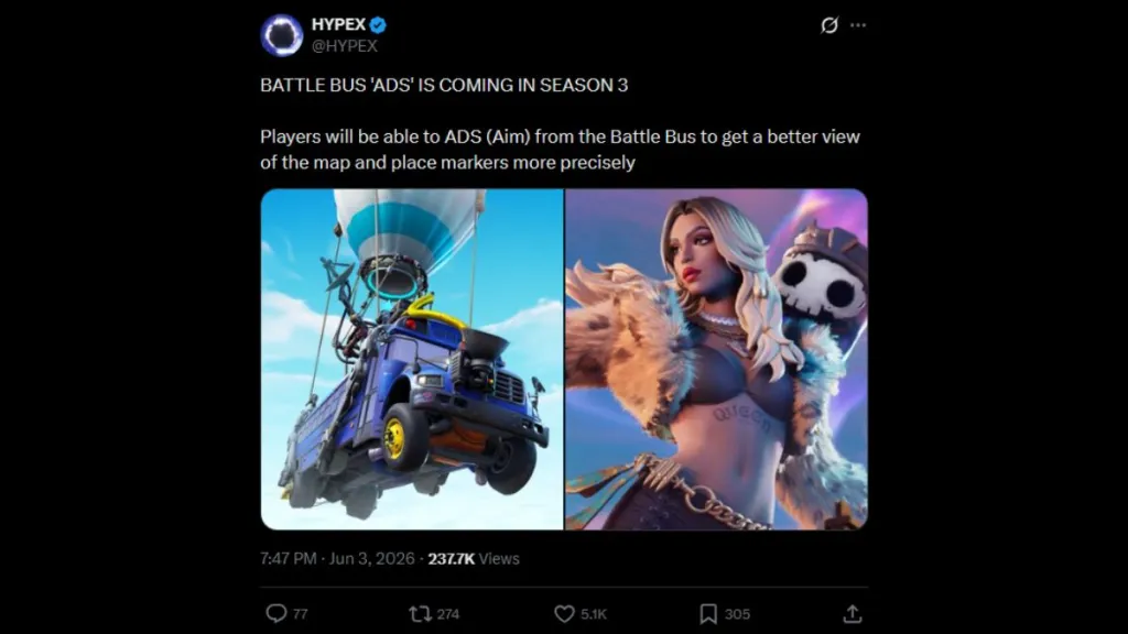 Zoom ADS dal Battle Bus in Fortnite