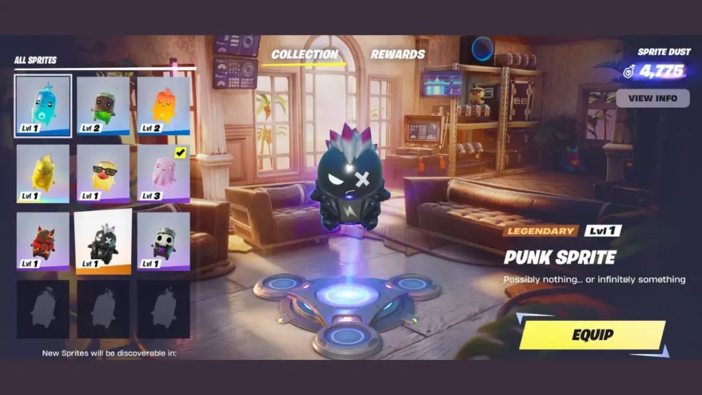 Menu del Punk Sprite in Fortnite
