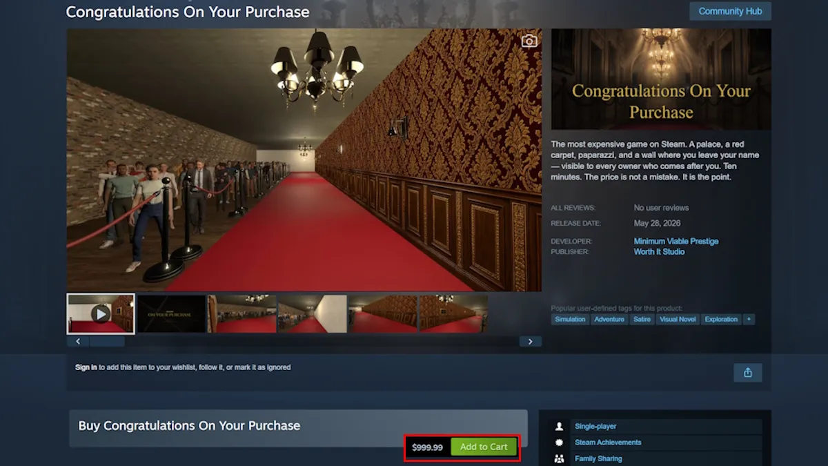 Prezzo di Congratulations On Your Purchase su Steam