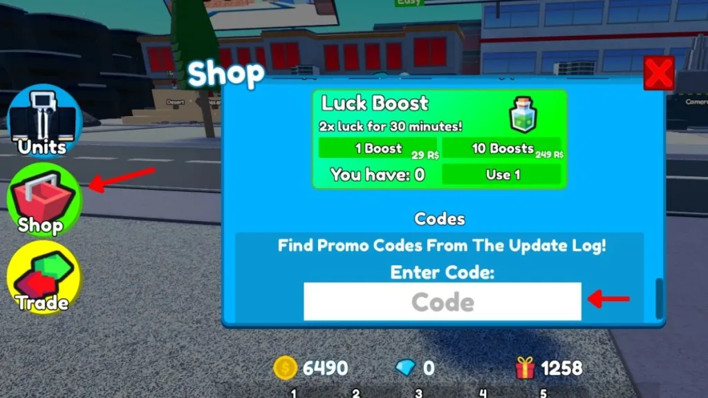 Schermata di riscatto dei codici Return of TTD su Roblox