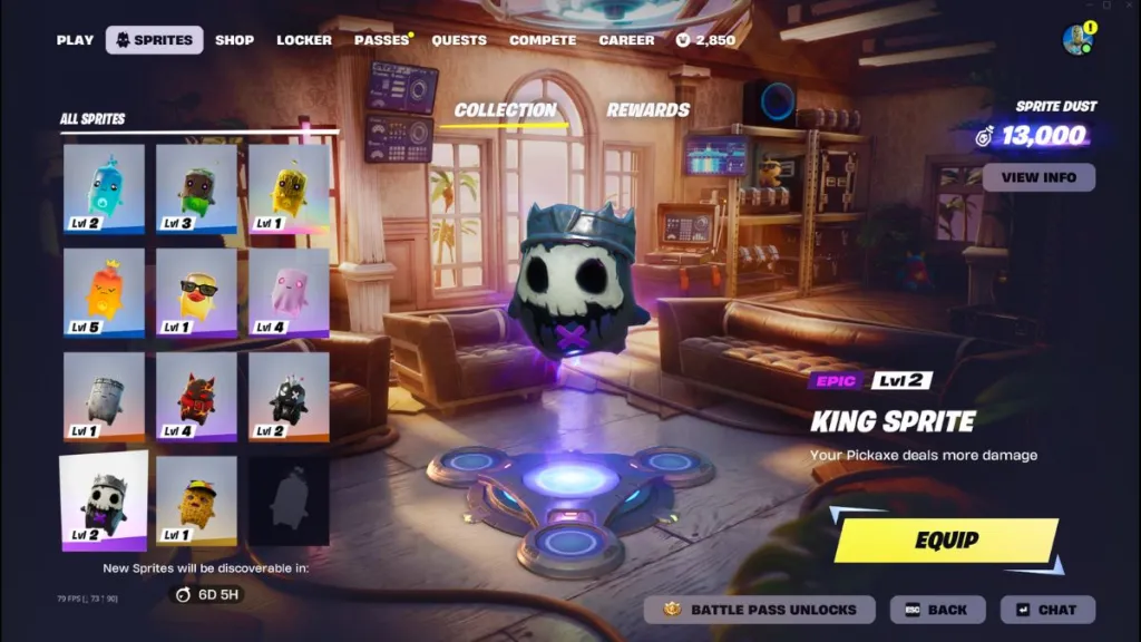 King Sprite visibile in una Sprite Chest di Fortnite