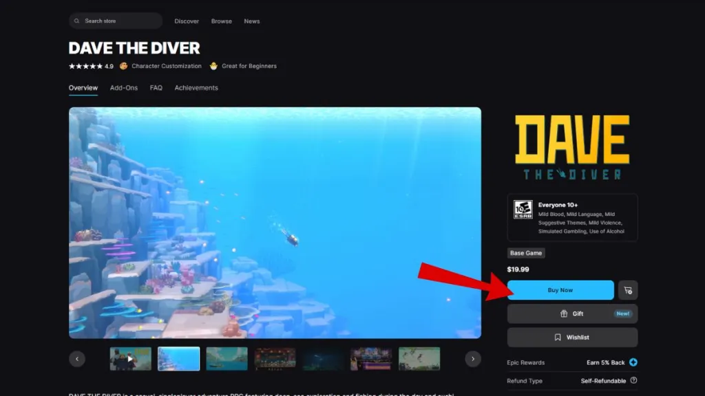 Skin Dave the Diver in Fortnite mostrata su Epic Games Store