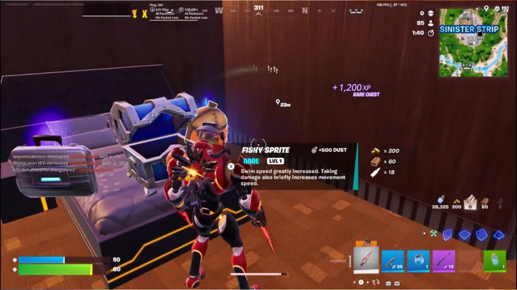 Posizione del Fishy Sprite su mappa di Fortnite