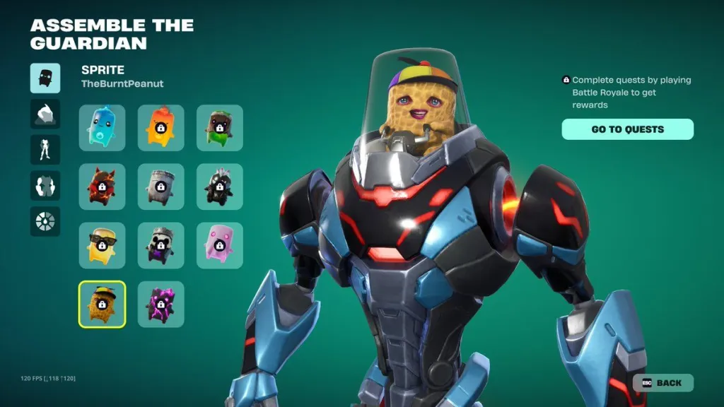 Skin Guardian Burnt Peanut Sprite di Fortnite