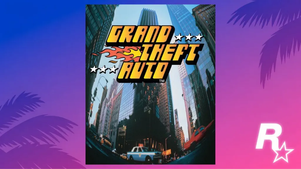 Copertina di Grand Theft Auto (1997) con skyline di New York e torre Trump
