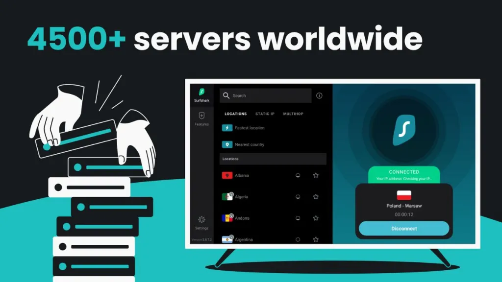 Mappa globale dei 4500 server di Surfshark VPN