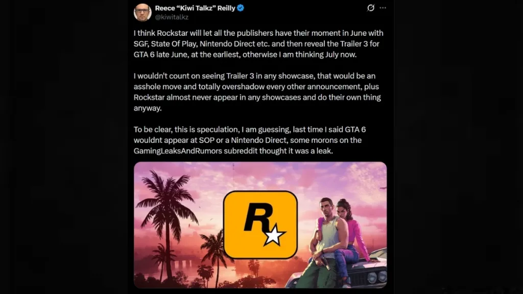 Kiwi Talkz commenta il rilascio del trailer 3 di GTA 6