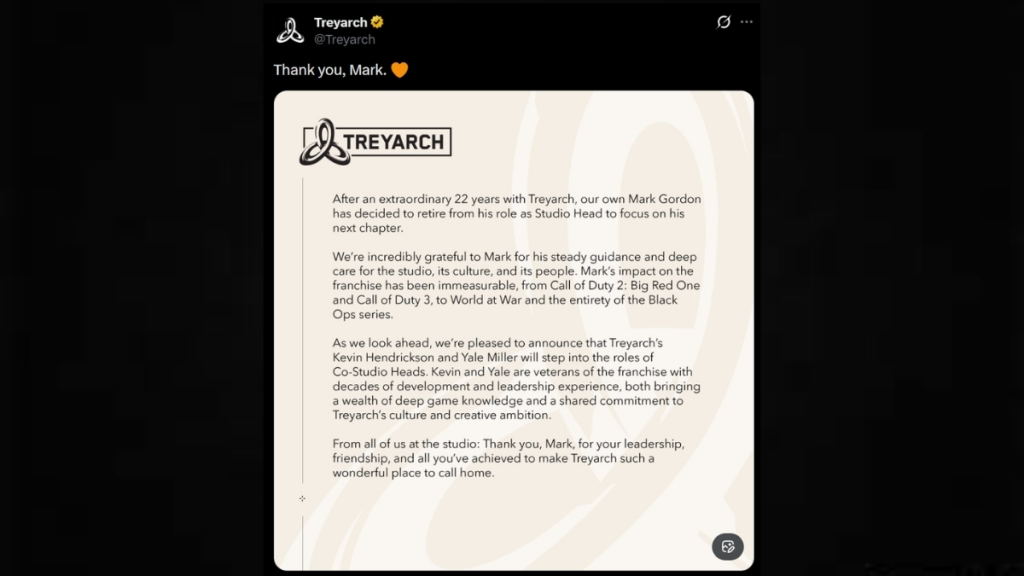 Mark Gordon lascia la direzione di Treyarch