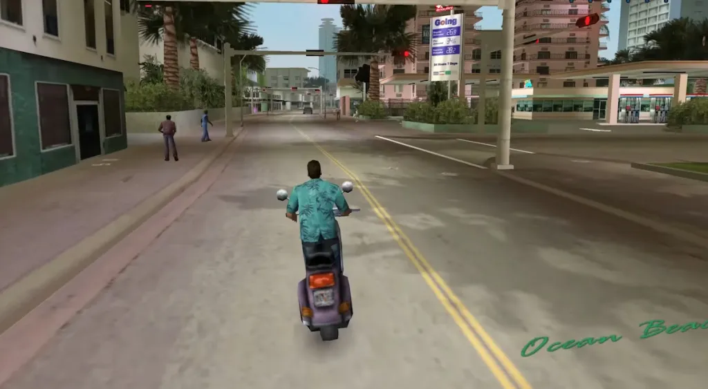 Guidare in bicicletta per le strade di Vice City