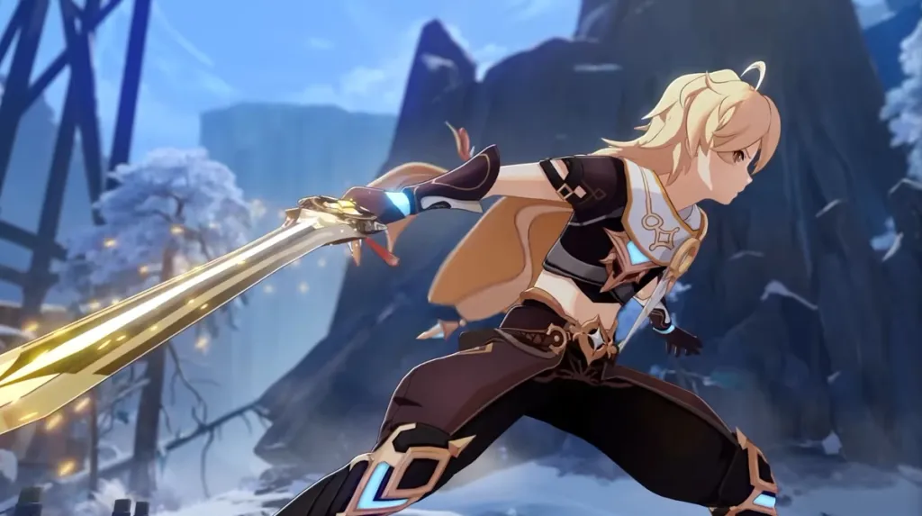 Il Viaggiatore con l'elemento Cryo in Genshin Impact