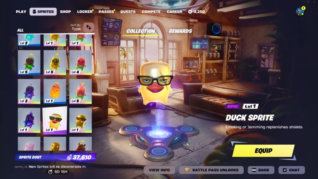 Effetto di rigenerazione scudi del Duck Sprite in Fortnite