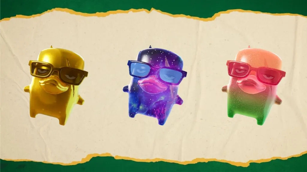 Varianti Gold, Gummy e Galaxy del Duck Sprite in Fortnite