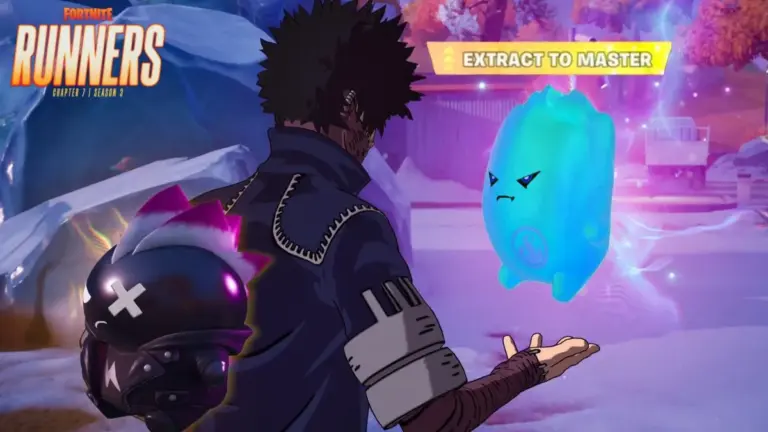 Fortnite player holding a Water Sprite with the Extract to Master prompt