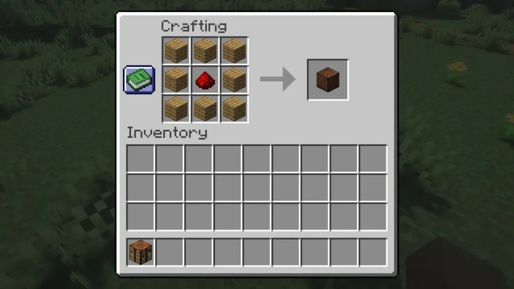 Procedimento di crafting del Note Block
