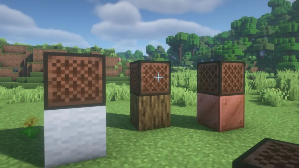 Varianti sonore del Note Block in base al blocco sottostante
