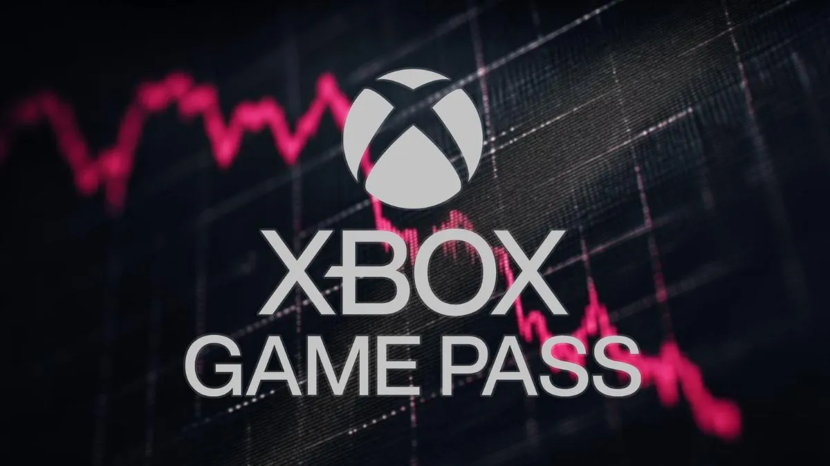 Xbox Game Pass with a downward trend as a background