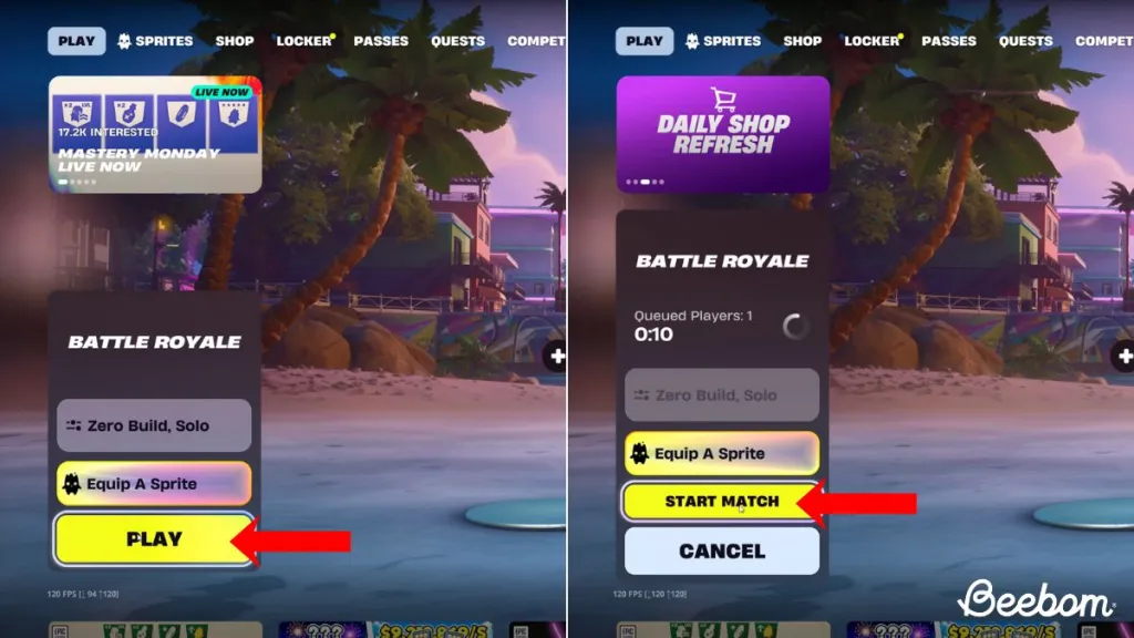 Avvio della partita personalizzata nel glitch degli estrattori portatili