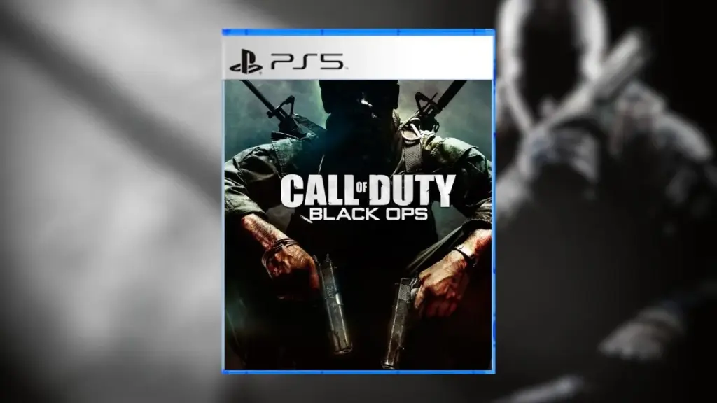 Call of Duty Black Ops PS5 disc with Black Ops 2 in the background