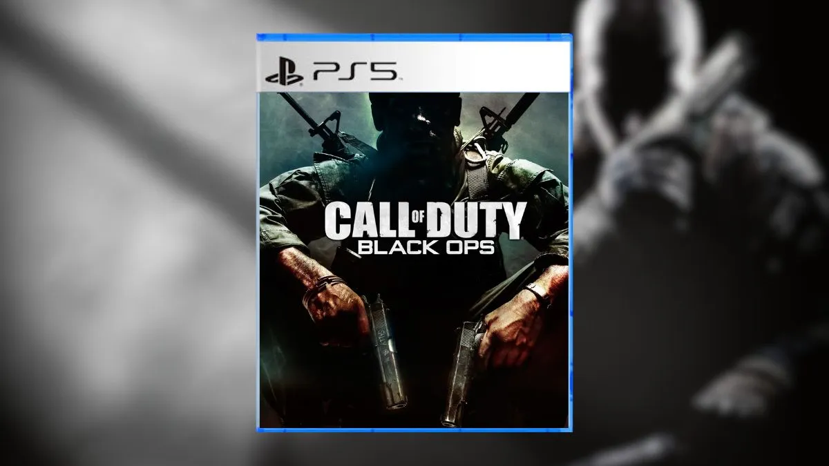 Call of Duty Black Ops PS5 disc with Black Ops 2 in the background