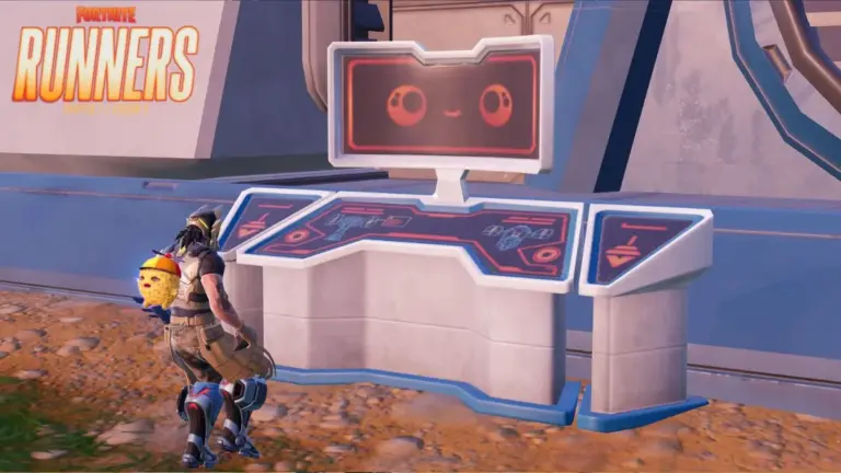Fortnite the Shape Console Quest with the logo for Fortnite Runners