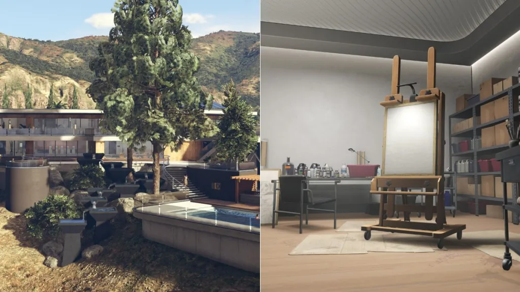Interni di una villa di Los Santos con studio d'arte