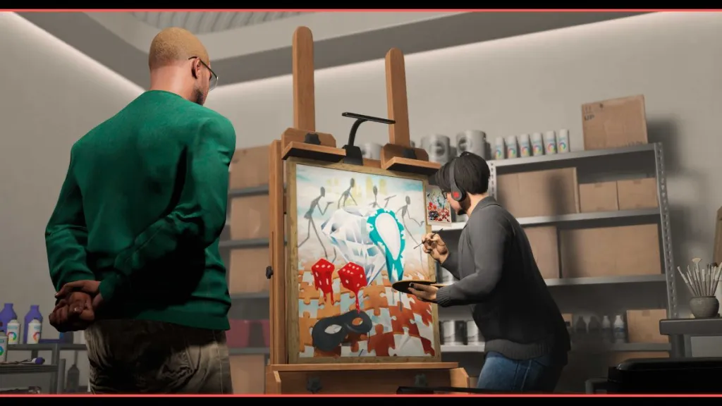Studio d'arte pronto per la preparazione del Kortz Center Heist