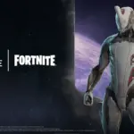 Logos for Warframe and Fortnite with the Excalibur skin