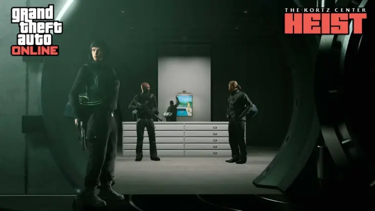 Heist Crew stealing a target in GTA Online Kortz Center