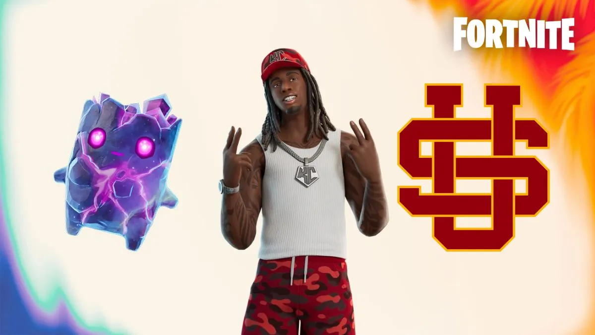 Galaxy Zero Point Sprite, Kai Cenat Fortnite Skin, and Streamer University Logo