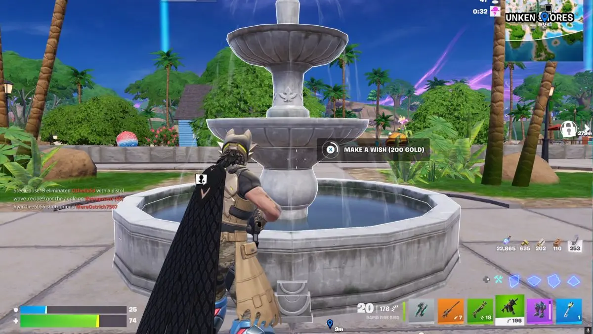 Interazione con la Wishing Well per spendere 200 Gold Bars