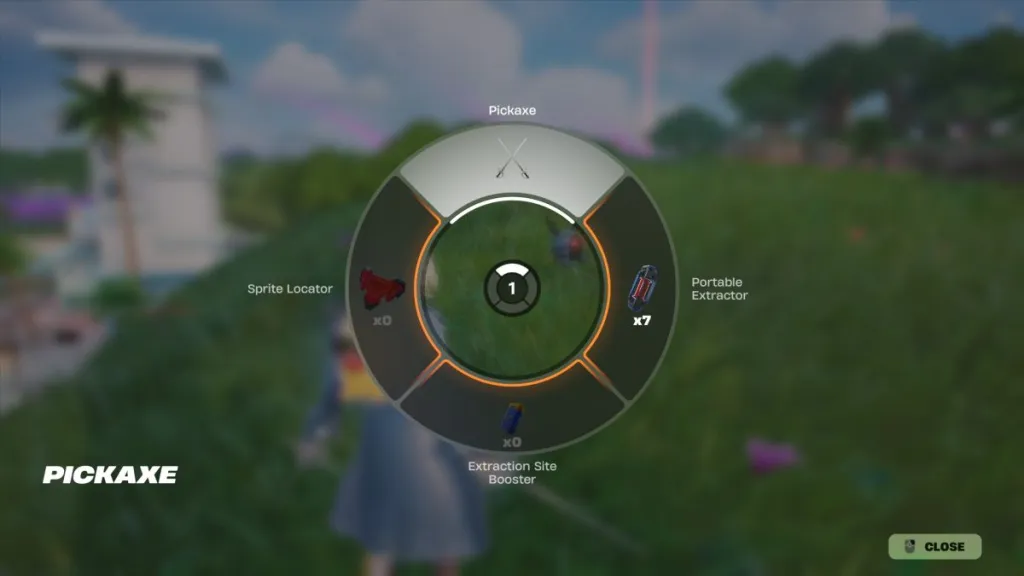 Menu dei Gizmo nel blocco del piccone di Fortnite
