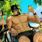 Summer Catwoman and Batman on the beach in Fortnite Chapter 7 Season 3