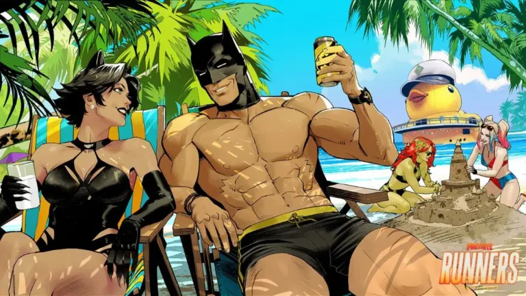 Summer Catwoman and Batman on the beach in Fortnite Chapter 7 Season 3